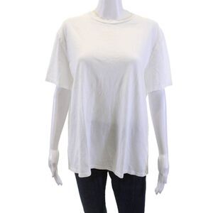 Blue & Cream Unisex White Crew Neck Basic Short Sleeve T-Shirt Size XL